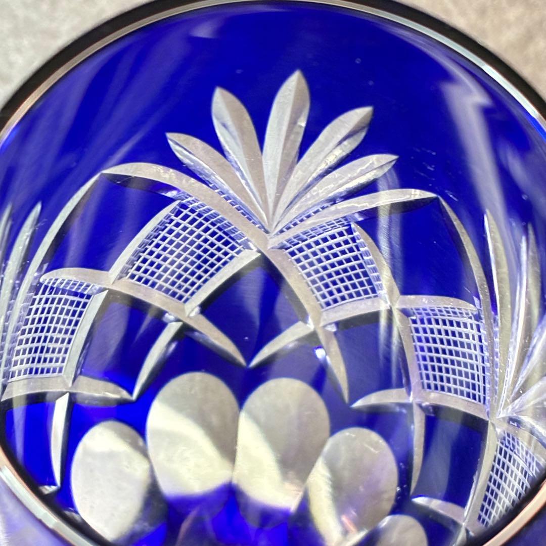 江戸切子 フルートグラス ペア 矢来魚子 赤 青 シャンパングラス 桐箱 切子