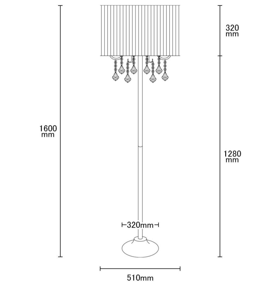【Hardi】5灯 シェードフロアスタンド ブラック