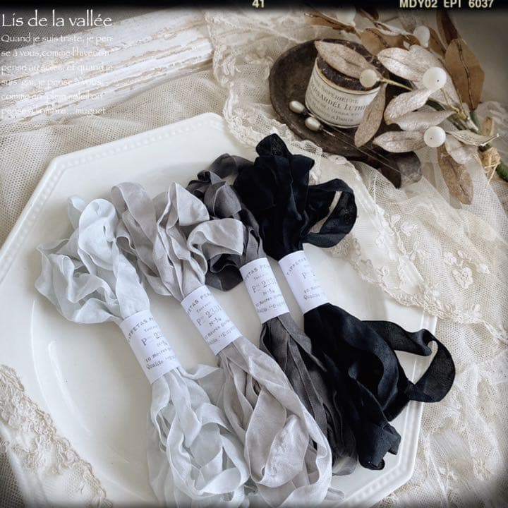 le ruban ୨୧*~ gris ~ くしゅくしゅリボン グレー №2