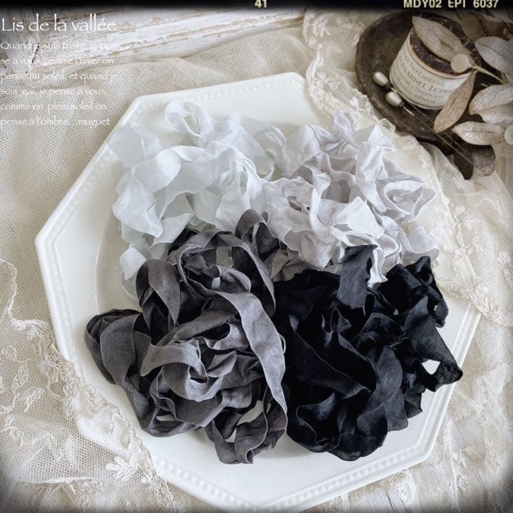 le ruban ୨୧*~ gris ~ くしゅくしゅリボン グレー №2