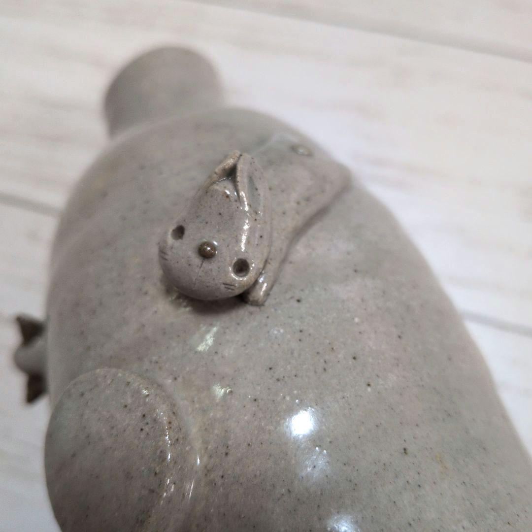 陶器置物　インテリア置物　花挿　動物陶器　犬 うさぎ 猫