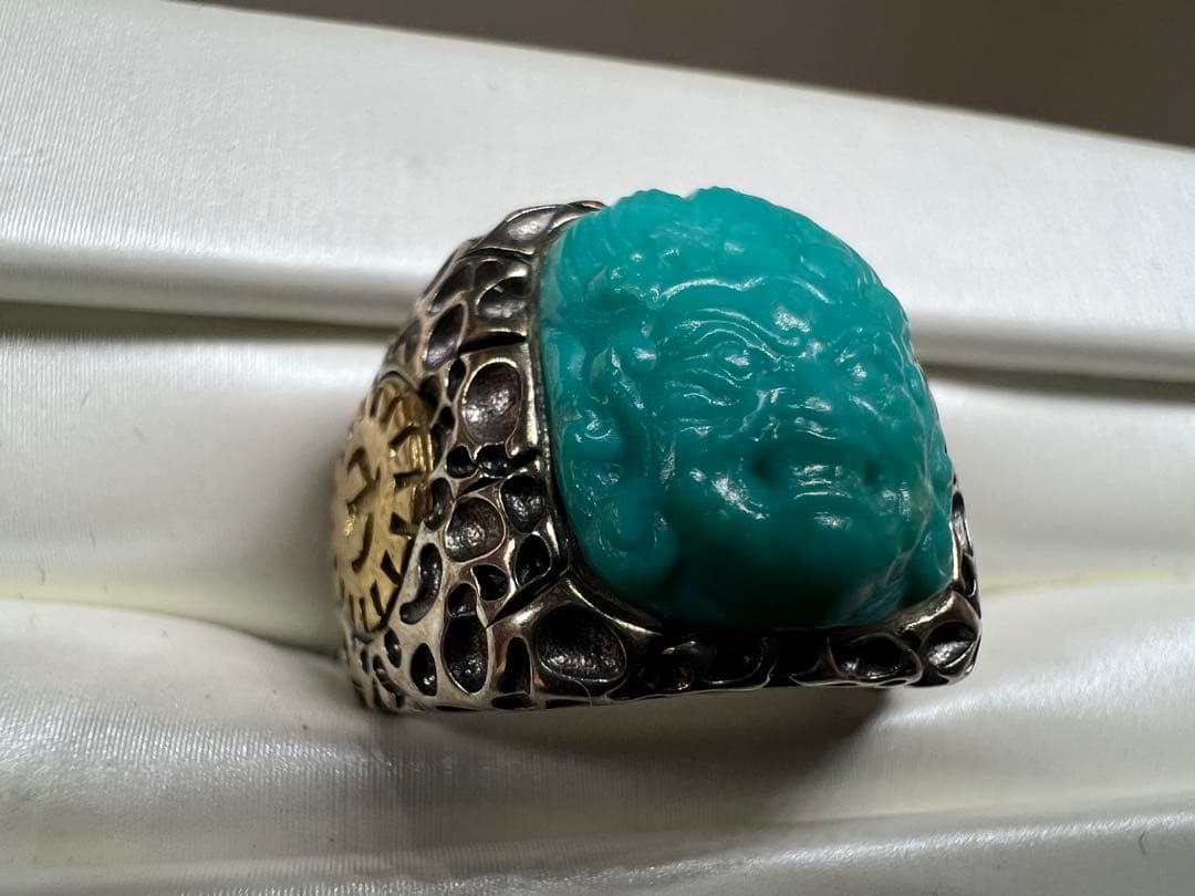 文玩堂：トルコ石彫刻の大黒天リング」特卖品