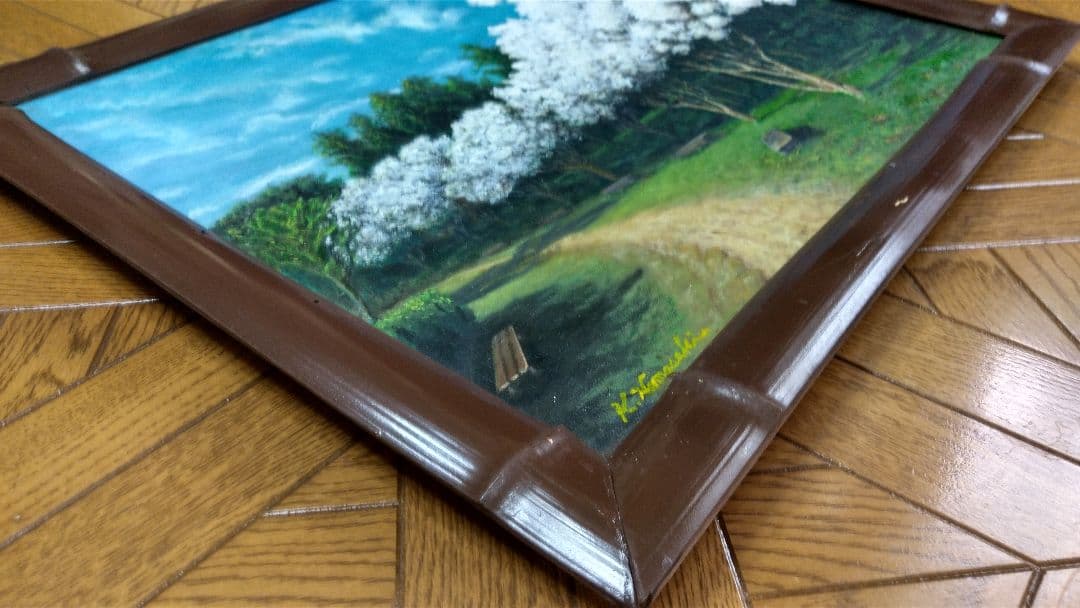 油彩「ナンジャモンジャ」油彩画 絵画 油絵 風景画 花 原画F8