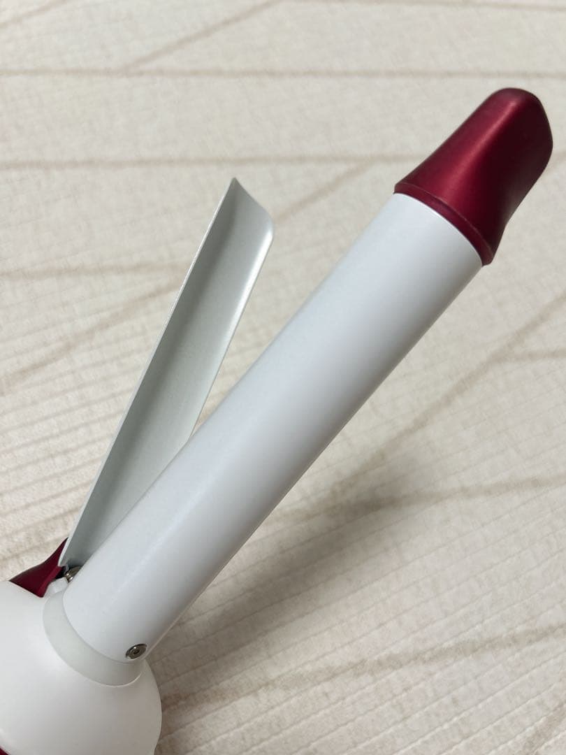 【箱無し】HAIRBEAURON カールアイロン ホワイト/レッド26.5mm