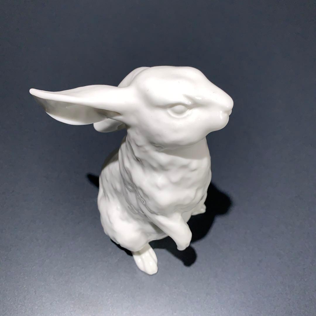 ノリタケ　うさぎ　置物　白磁　R0688て