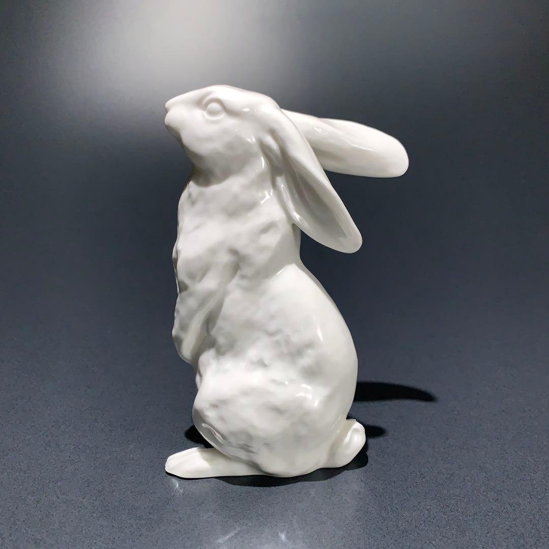 ノリタケ　うさぎ　置物　白磁　R0688て