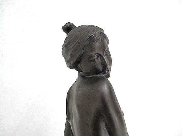 竹中正晴「はじらい」ブロンズ女性立像 　　高岡銅器 置物 オブジェ ブロンズ像