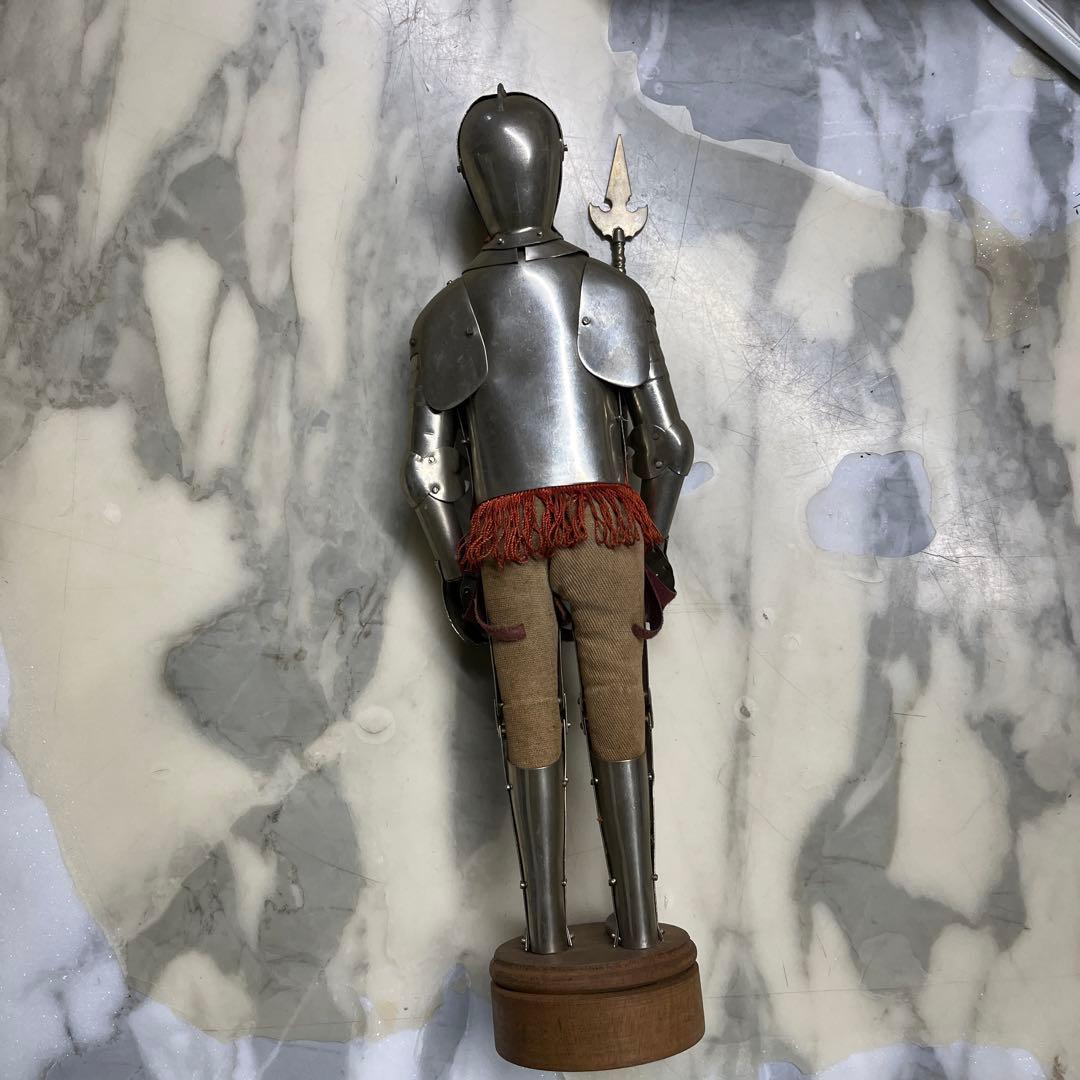 金属製騎士フィギュア 槍付き 約30cm アンティーク