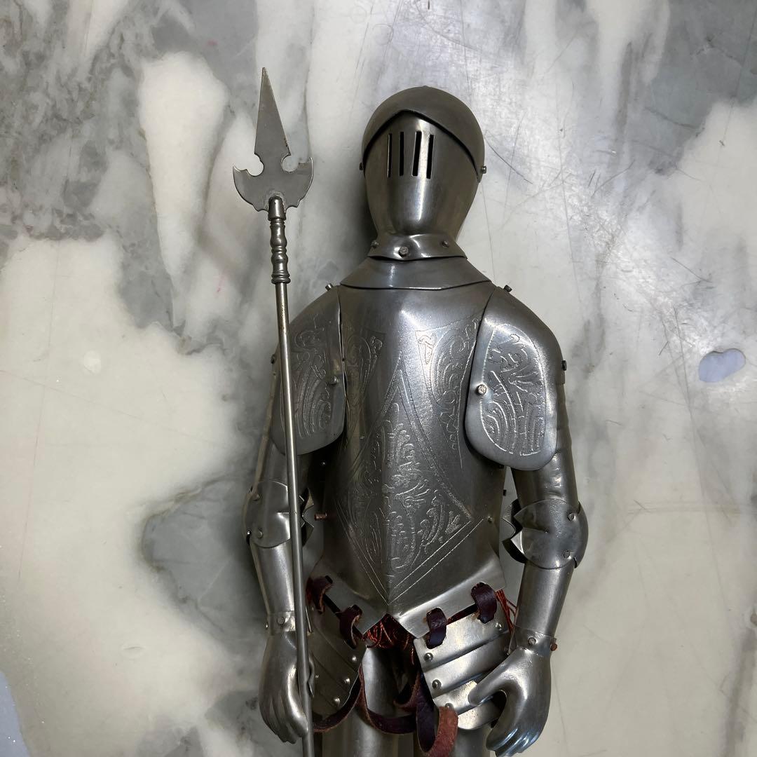 金属製騎士フィギュア 槍付き 約30cm アンティーク