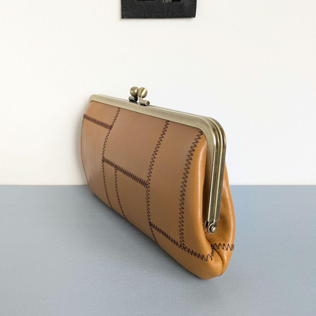 親子がま口お財布　本革　パッチワーク