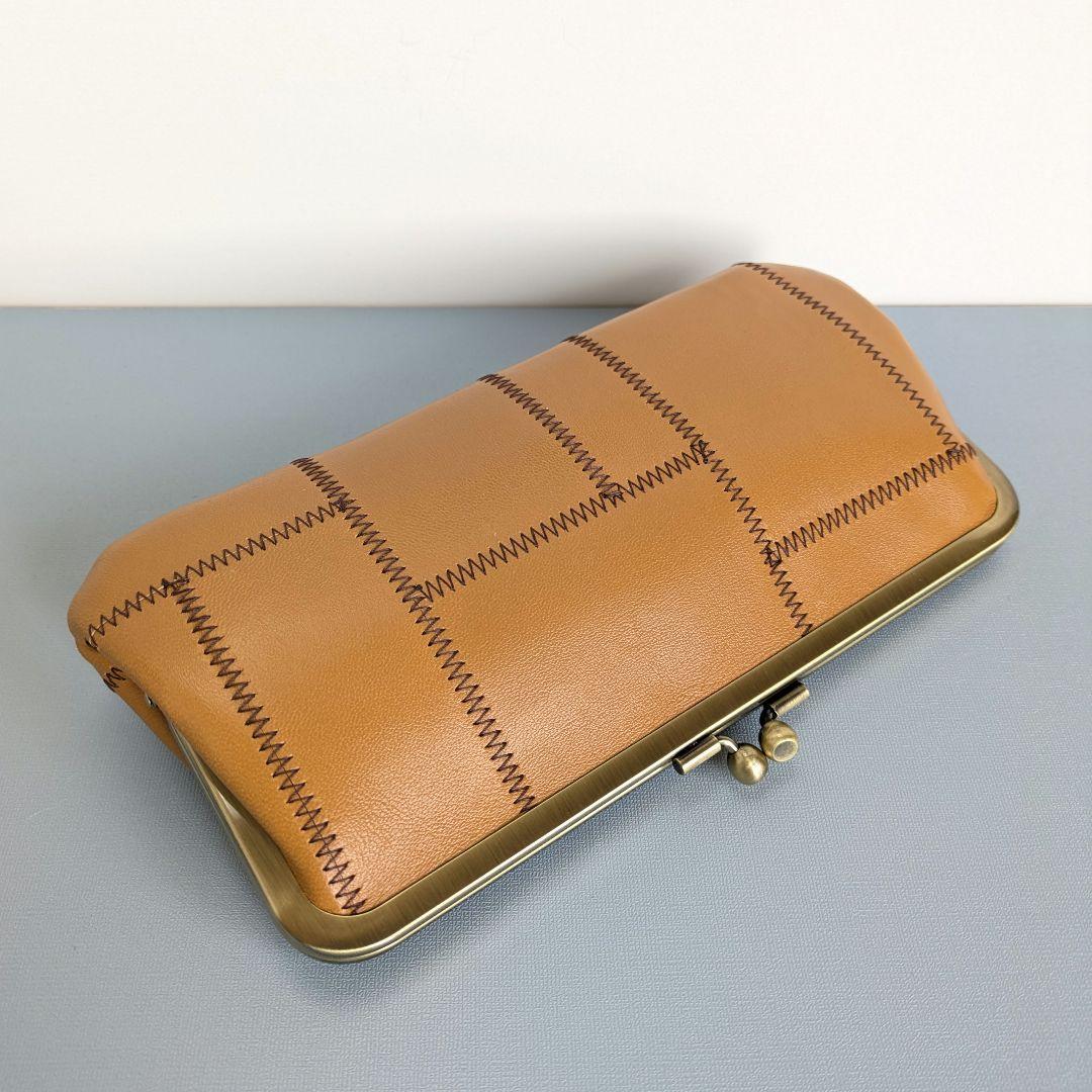 親子がま口お財布　本革　パッチワーク