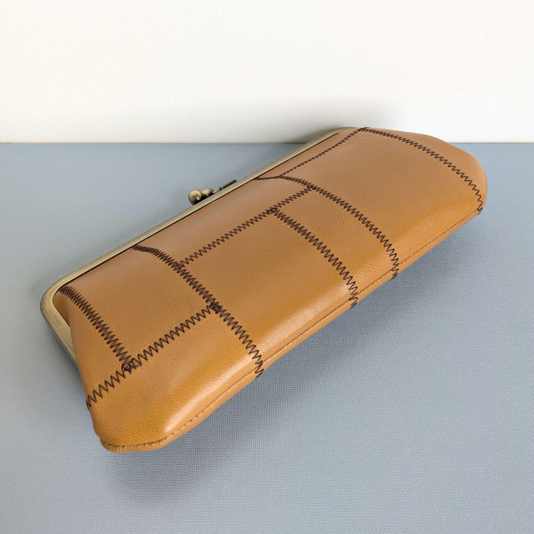 親子がま口お財布　本革　パッチワーク