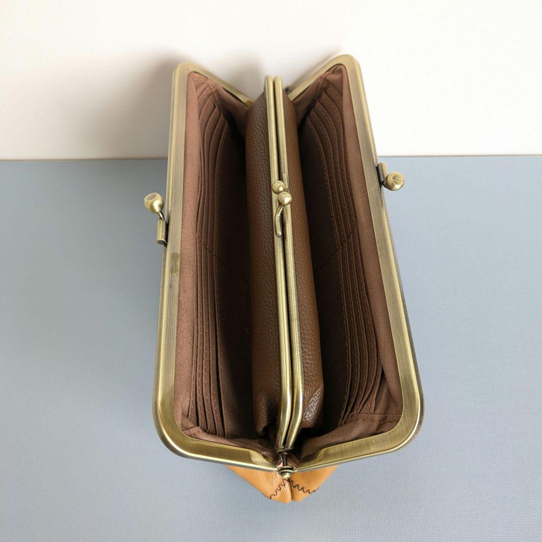 親子がま口お財布　本革　パッチワーク