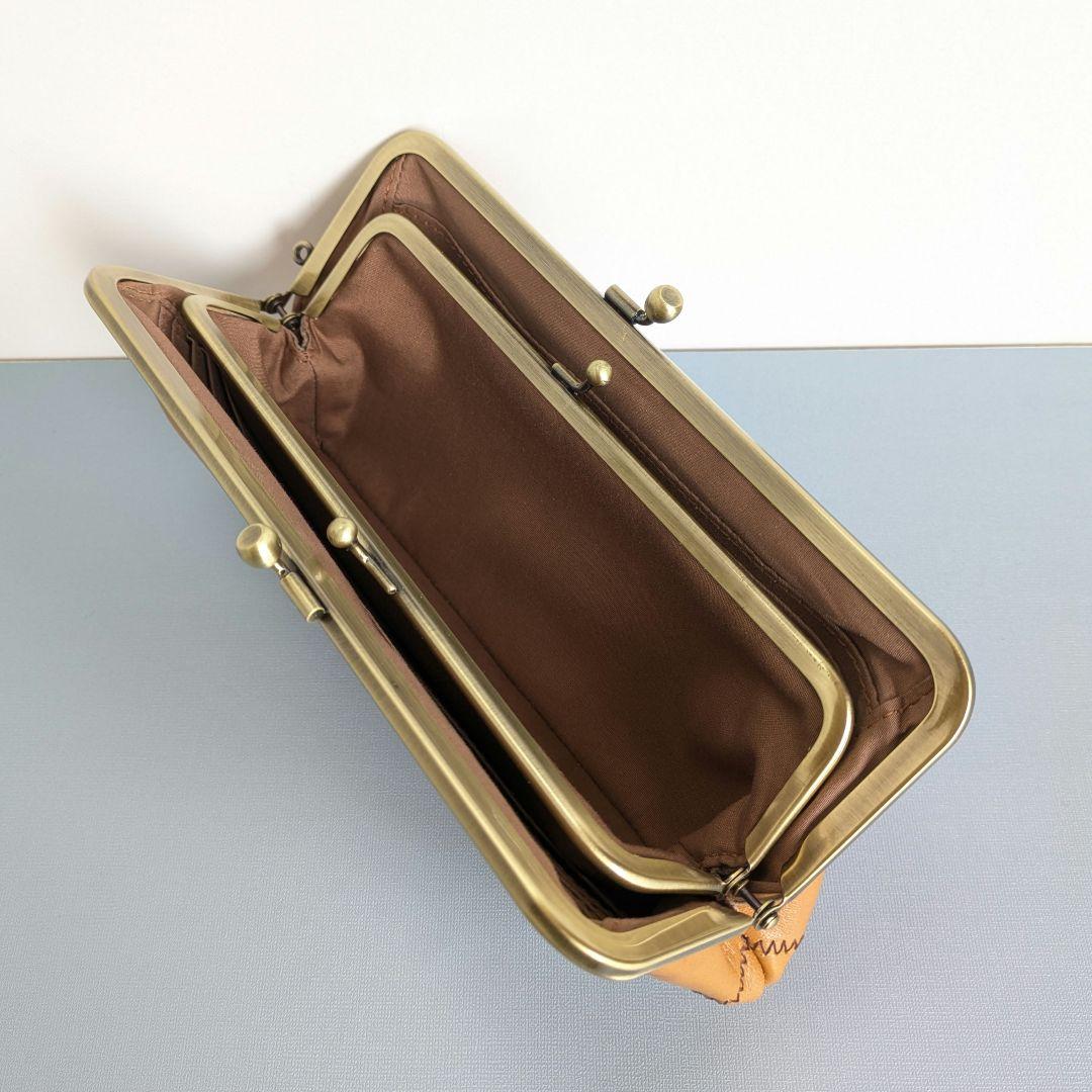 親子がま口お財布　本革　パッチワーク