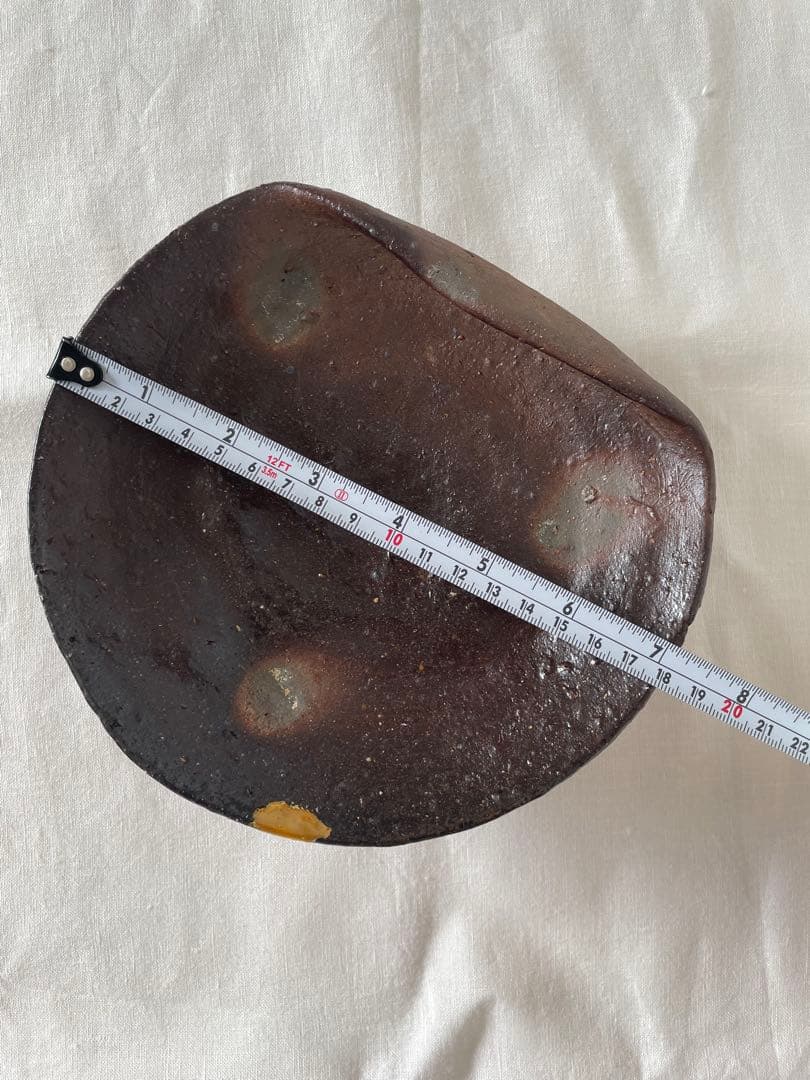 國吉清尚 作　焼締 脚付向付 金継ぎあり