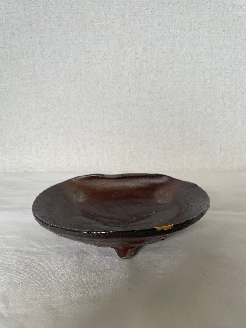 國吉清尚 作　焼締 脚付向付 金継ぎあり