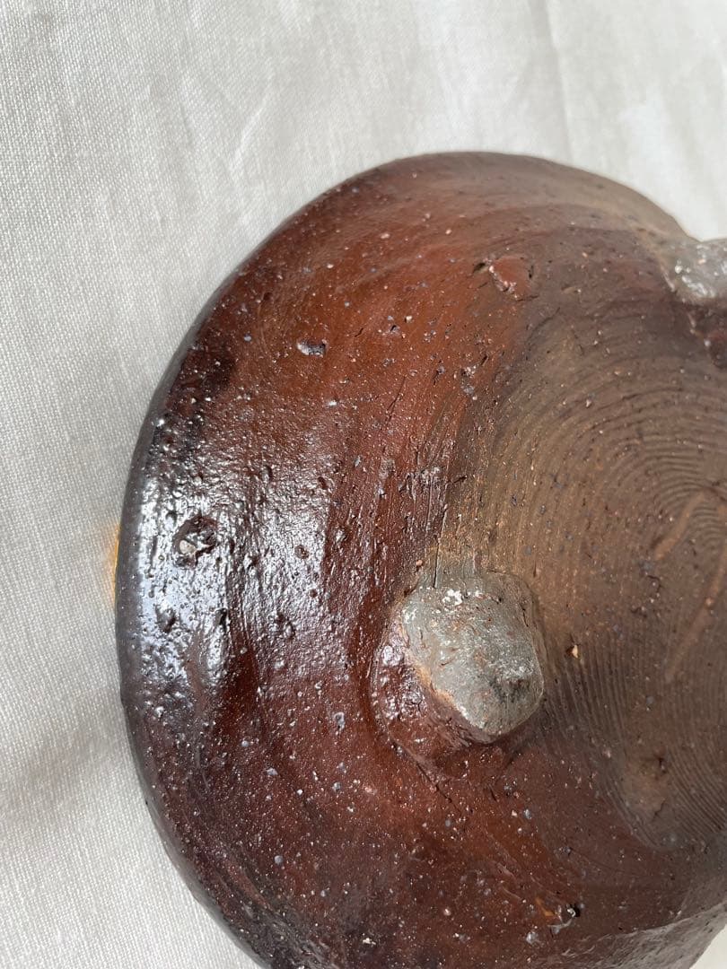 國吉清尚 作　焼締 脚付向付 金継ぎあり