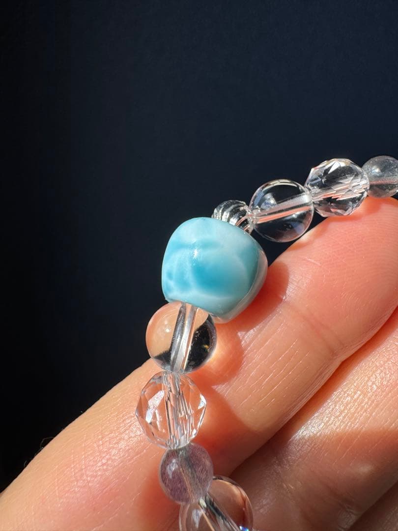 青リンゴラリマーと最高級ラブラドライトのデザインブレスレット