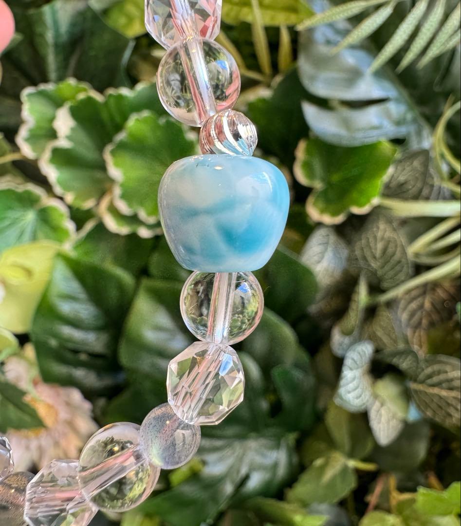 青リンゴラリマーと最高級ラブラドライトのデザインブレスレット