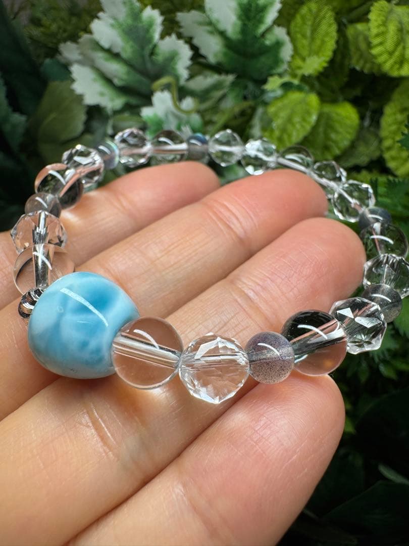 青リンゴラリマーと最高級ラブラドライトのデザインブレスレット