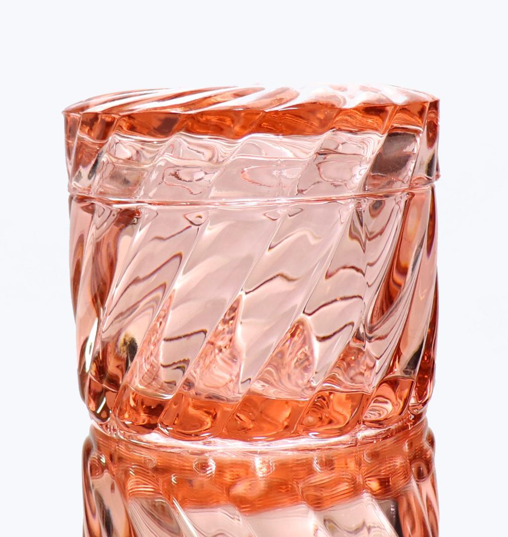 オールド・バカラ 珍品 バンブー レアカラー 桃色丸型ラージサイズ蓋物 570g