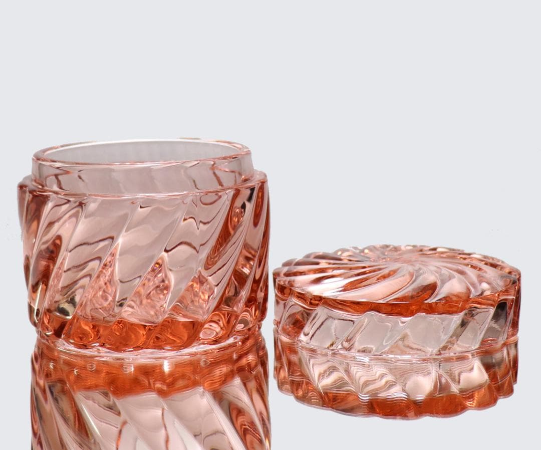 オールド・バカラ 珍品 バンブー レアカラー 桃色丸型ラージサイズ蓋物 570g