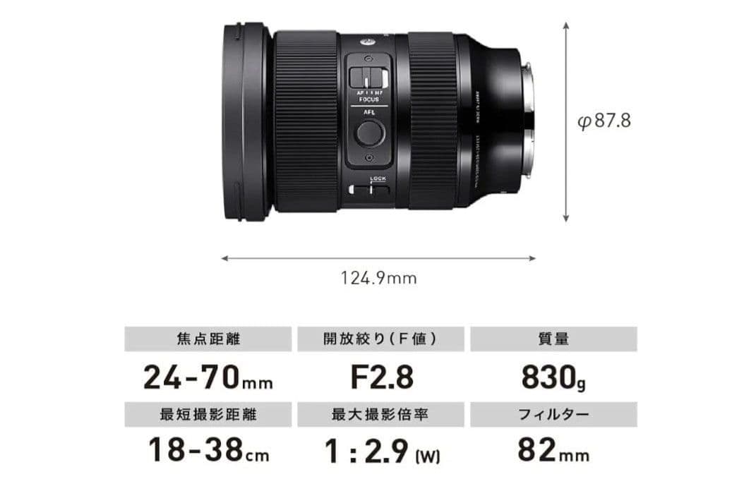シグマ　レンズ 24-70mm F2.8 DG DN Sony　Eマウント