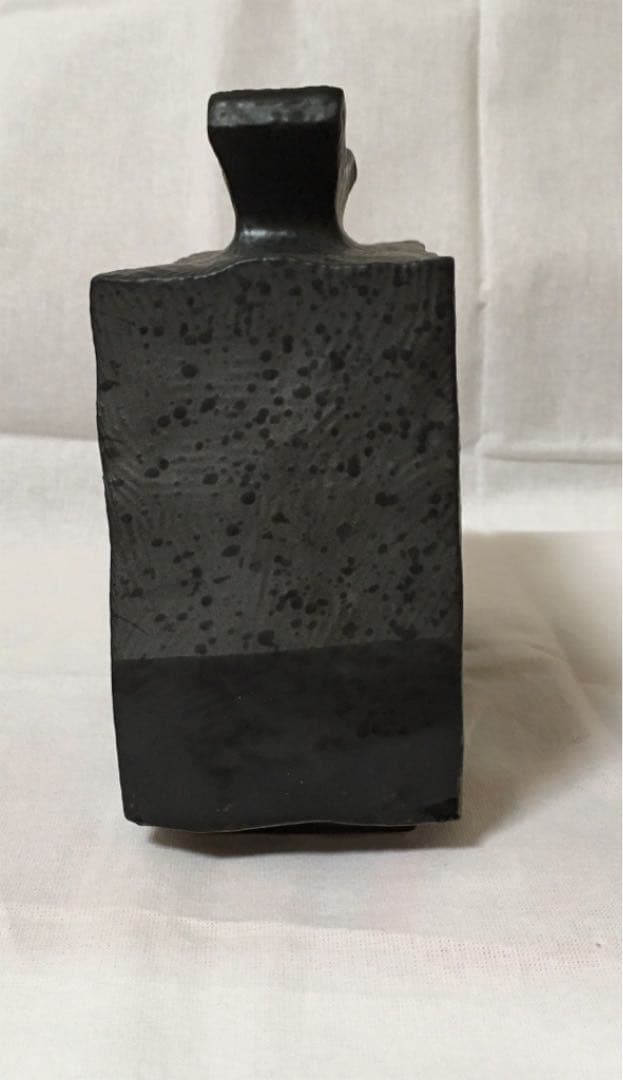 九谷焼　花瓶　5号角　一輪挿し　黒小紋　シック