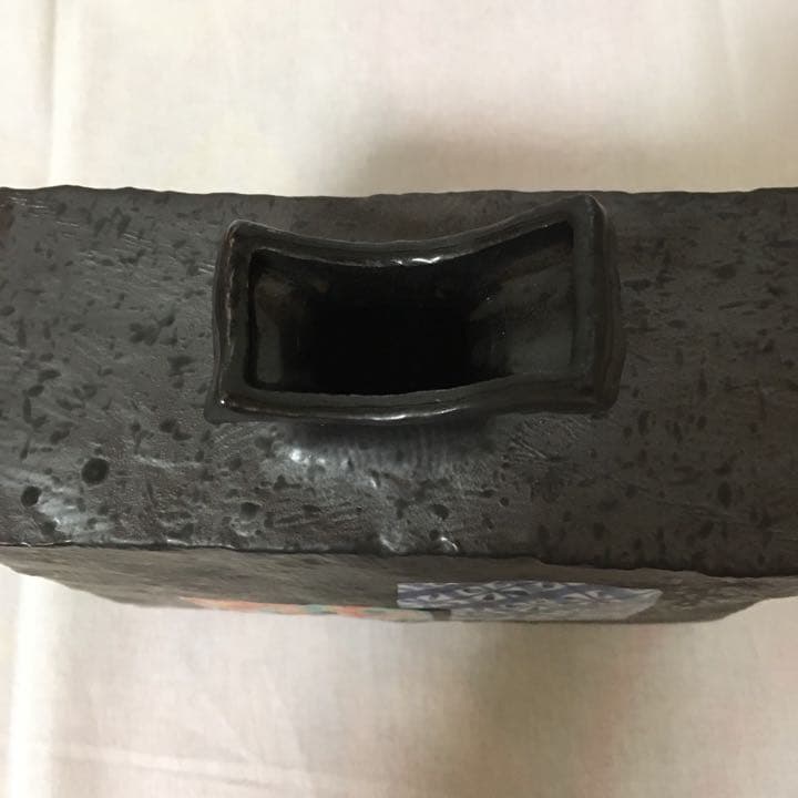 九谷焼　花瓶　5号角　一輪挿し　黒小紋　シック