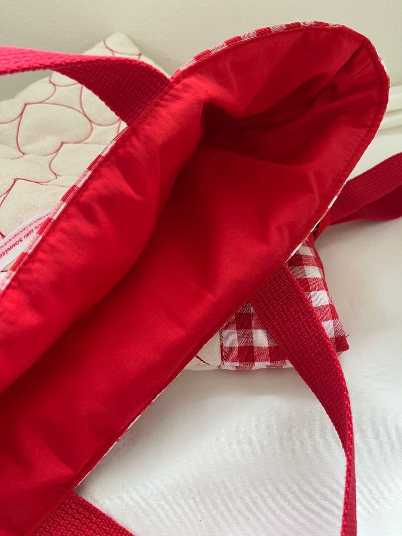 よさま☆専用入園入学セット　ヌビ　ハート　キルティングレッスンバッグ　赤ギンガム