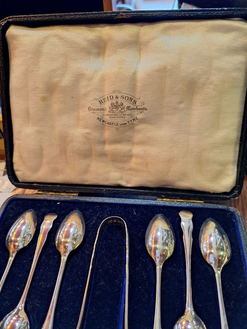 英国　1915年　銀製　カトラリーセット　ケース付き