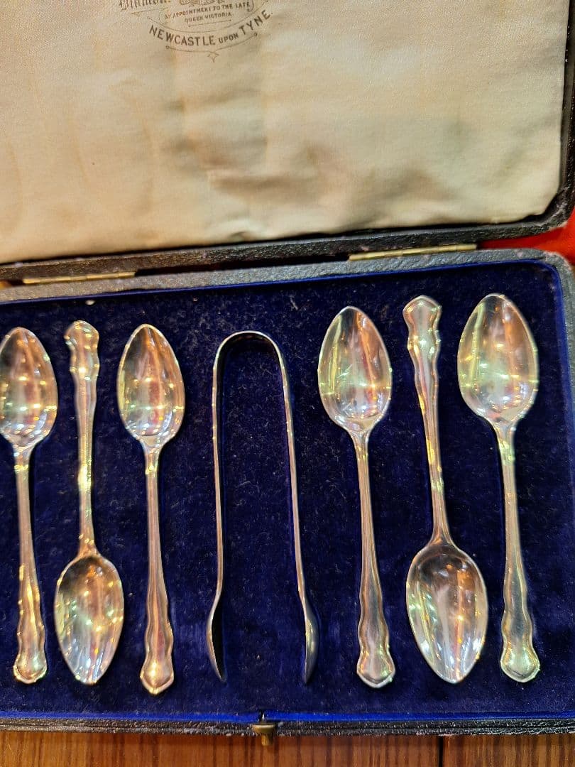 英国　1915年　銀製　カトラリーセット　ケース付き