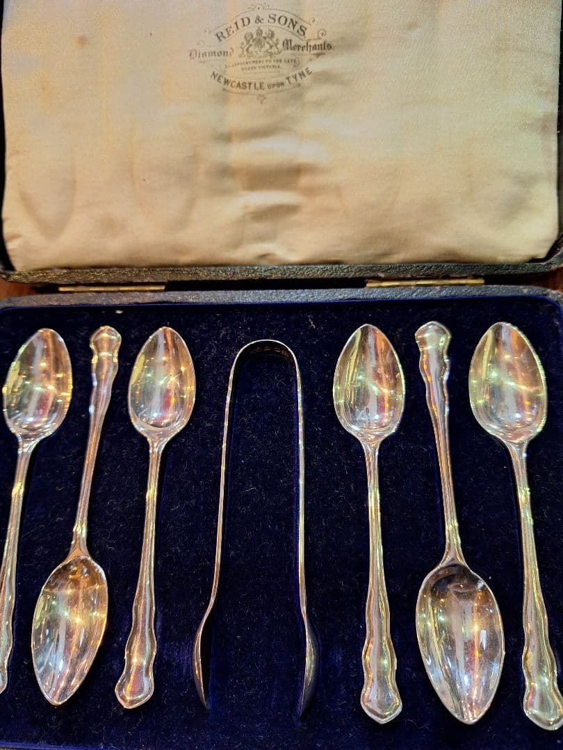 英国　1915年　銀製　カトラリーセット　ケース付き