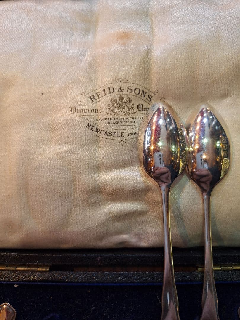英国　1915年　銀製　カトラリーセット　ケース付き