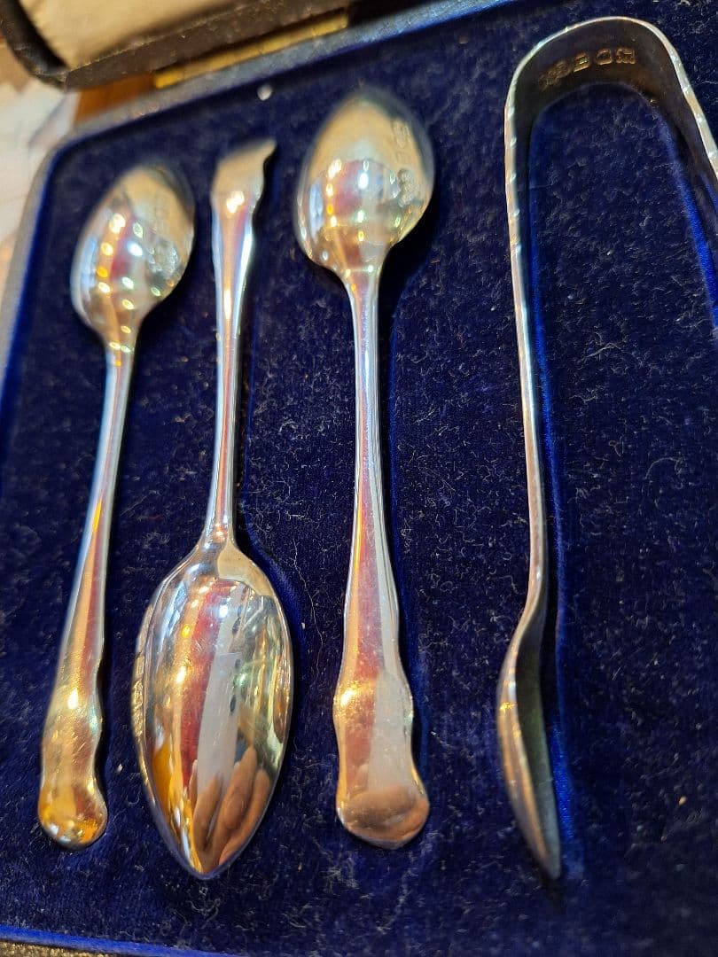 英国　1915年　銀製　カトラリーセット　ケース付き