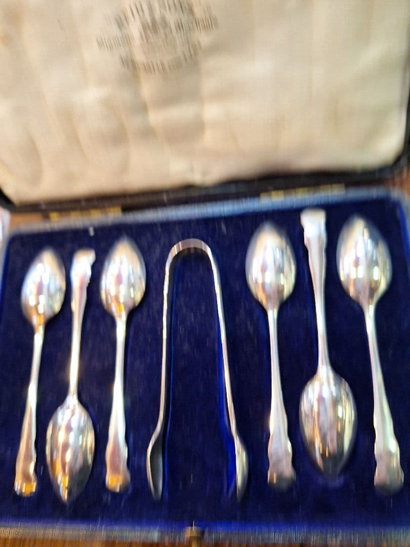 英国　1915年　銀製　カトラリーセット　ケース付き