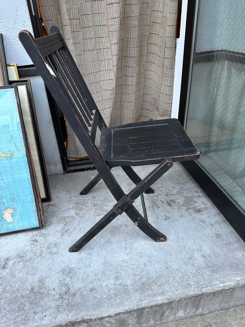複数購入割引⭕️ 二脚セット　アンティーク　フォールディングチェア　折り畳みチェア