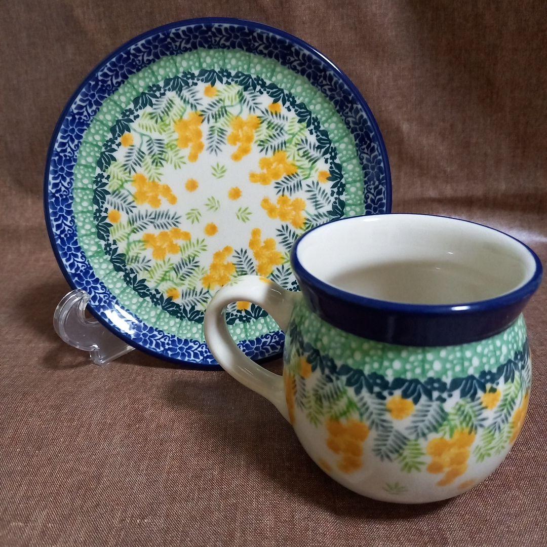 ポーリッシュポタリー　ミモザ　プレート　マグカップ　セット