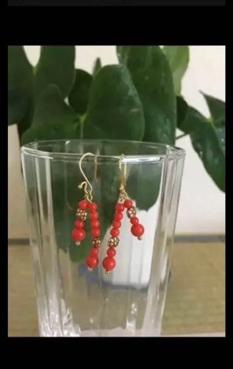 ★血赤珊瑚　K18ピアス