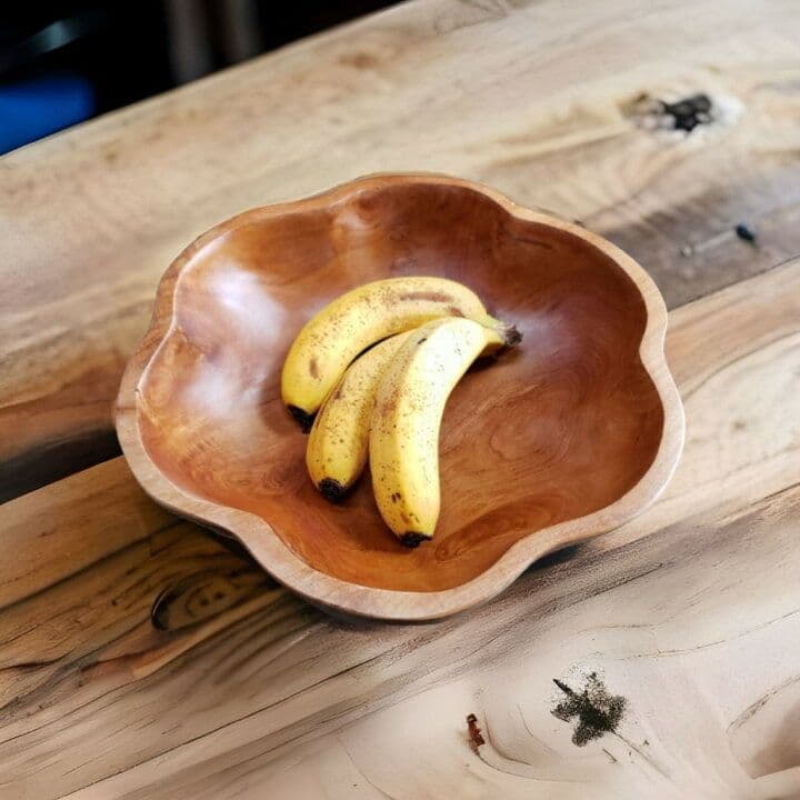 10002359　ウッドボウル　フルーツボウル　木製 　花型 フルーツトレイ