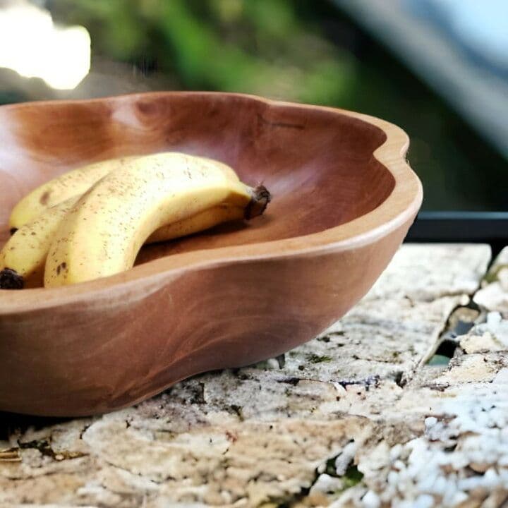 10002359　ウッドボウル　フルーツボウル　木製 　花型 フルーツトレイ