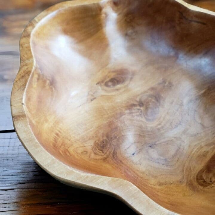 10002359　ウッドボウル　フルーツボウル　木製 　花型 フルーツトレイ