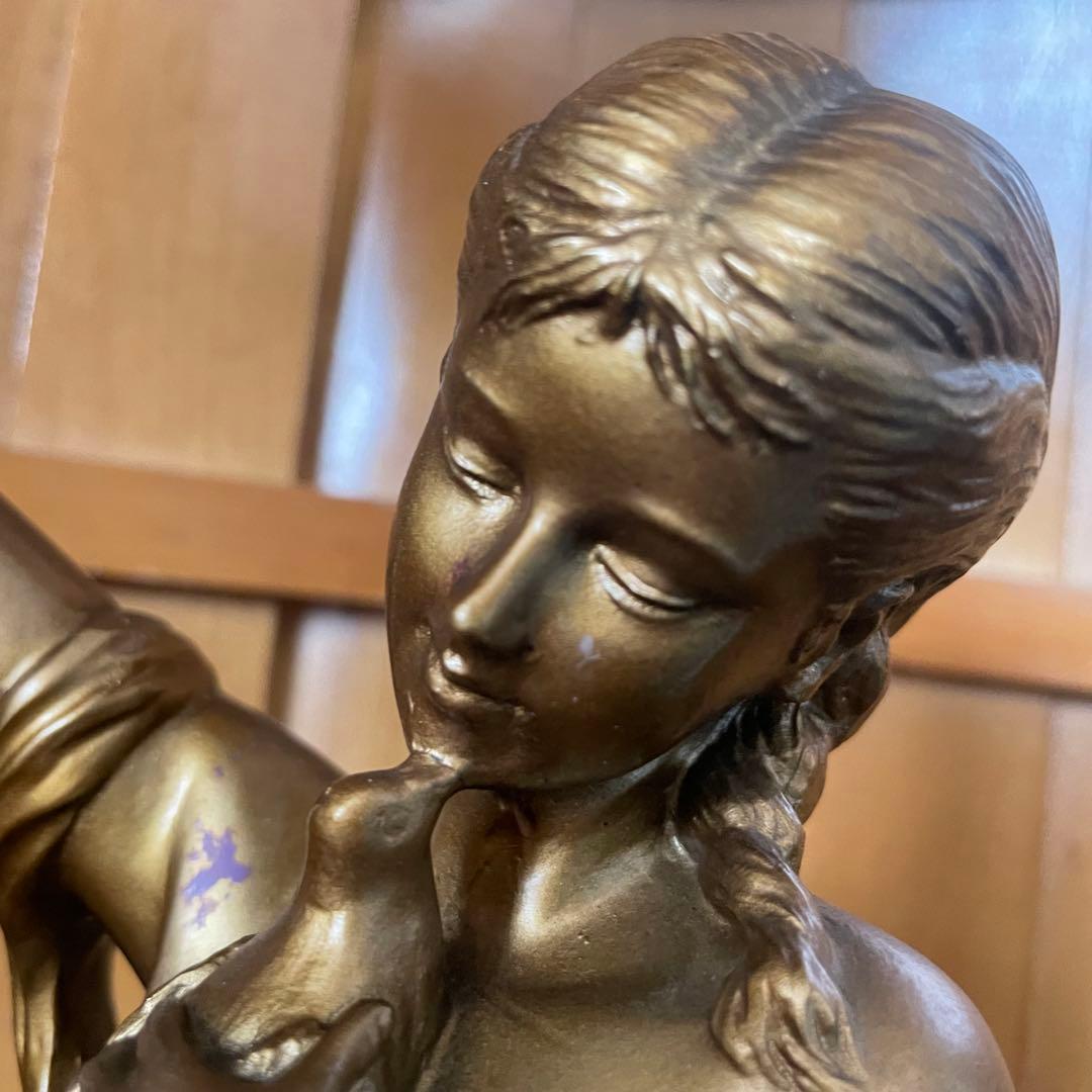 CITIZENシチズン　ブロンズ　平和の女神　鳩　裸婦像　振り子時計金色完動品！