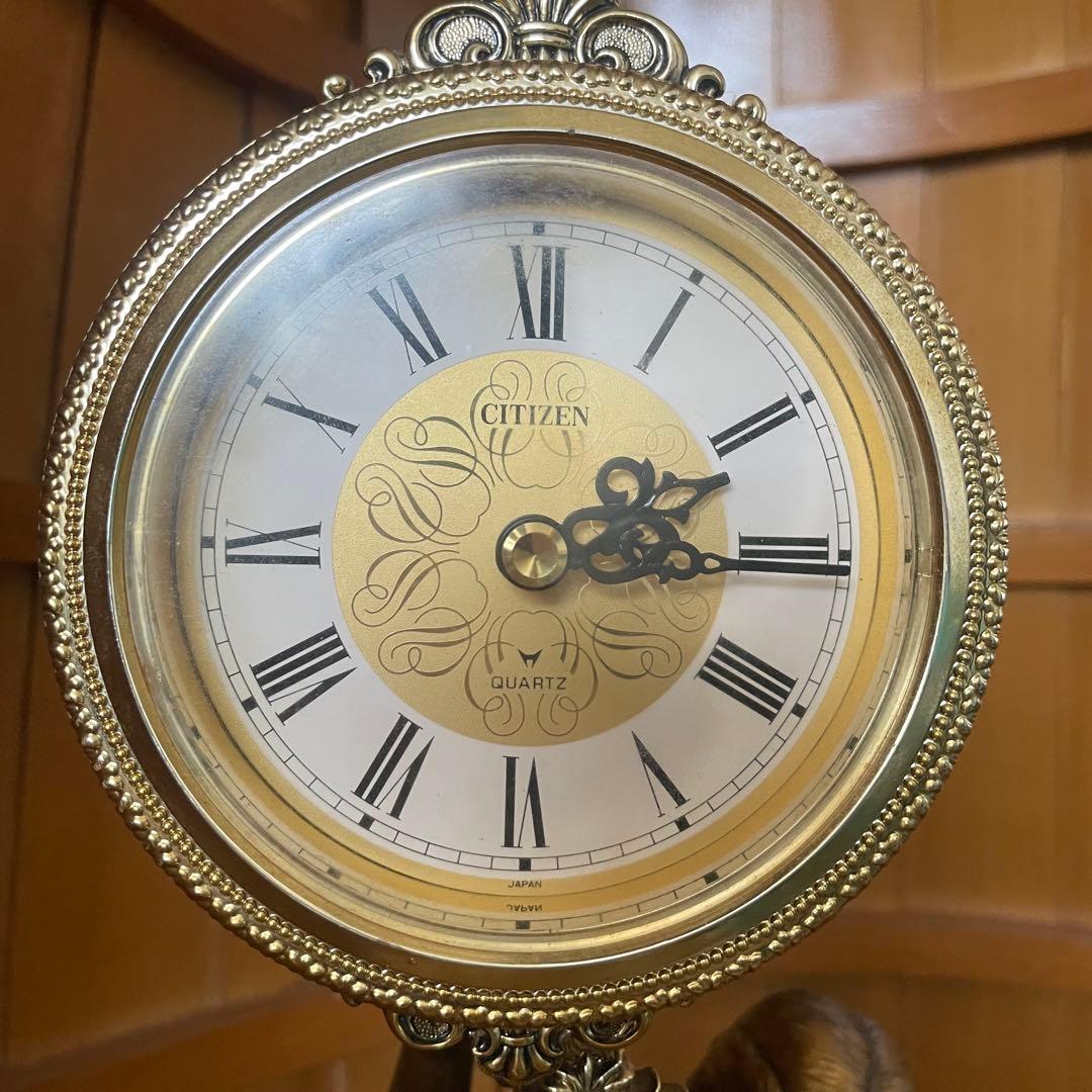 CITIZENシチズン　ブロンズ　平和の女神　鳩　裸婦像　振り子時計金色完動品！