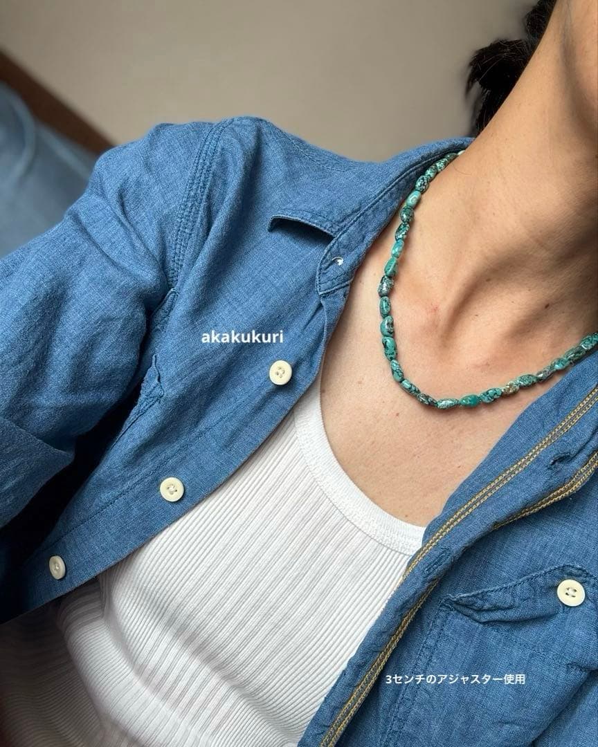 フーベイターコイズ大粒タンブルビーズネックレス