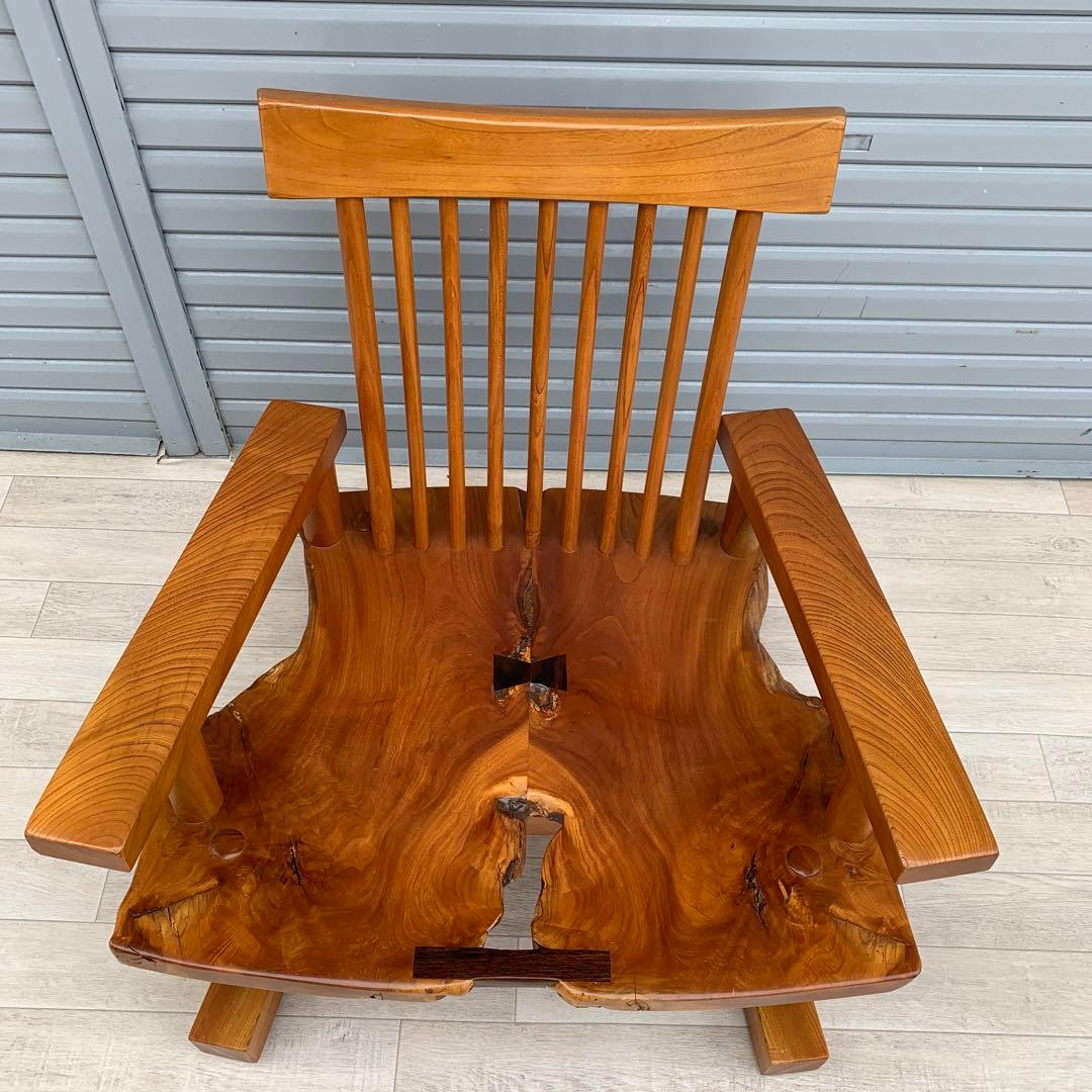 希少　無垢材　天然木　和　ロッキングチェア　リラックスチェア　アームチェア