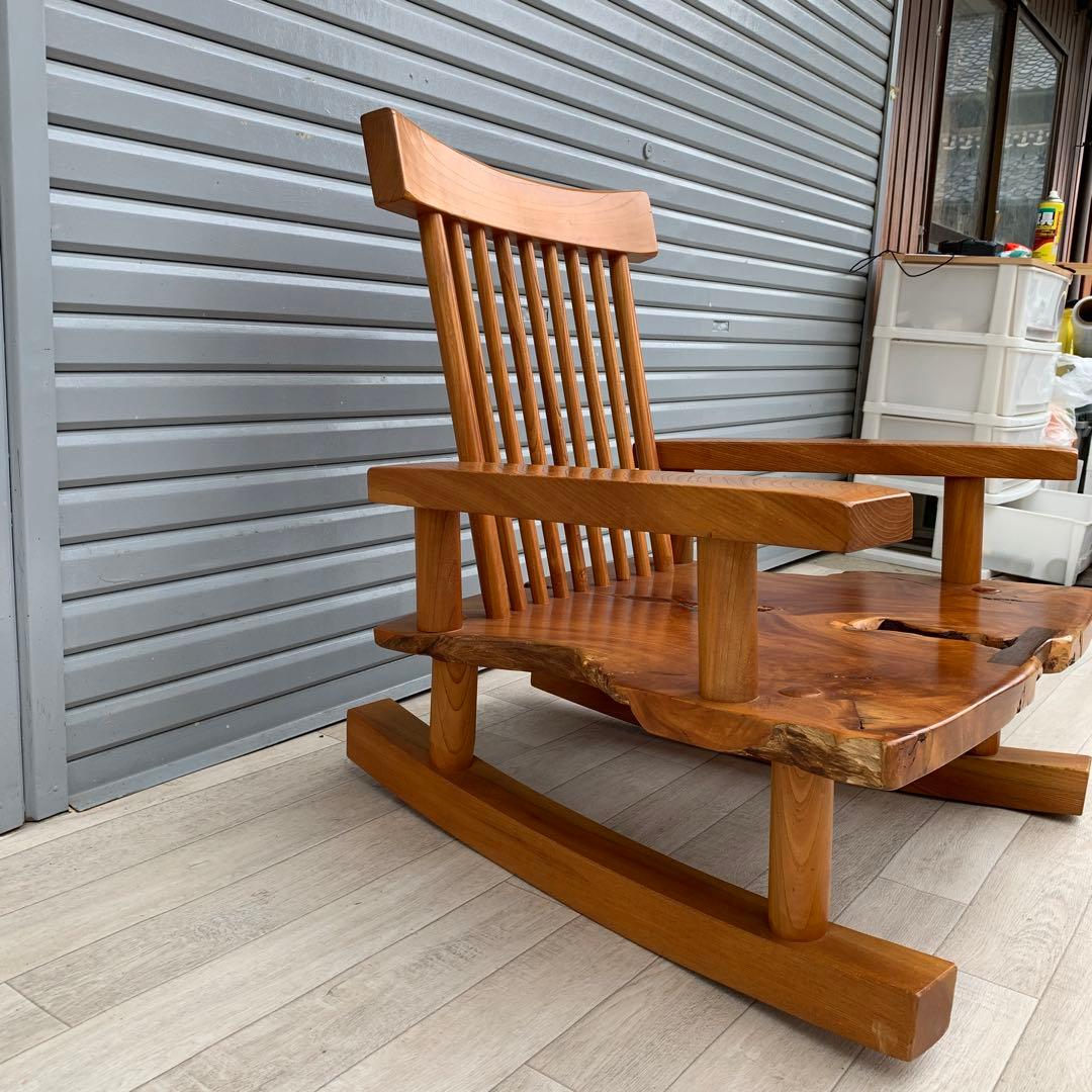 希少　無垢材　天然木　和　ロッキングチェア　リラックスチェア　アームチェア