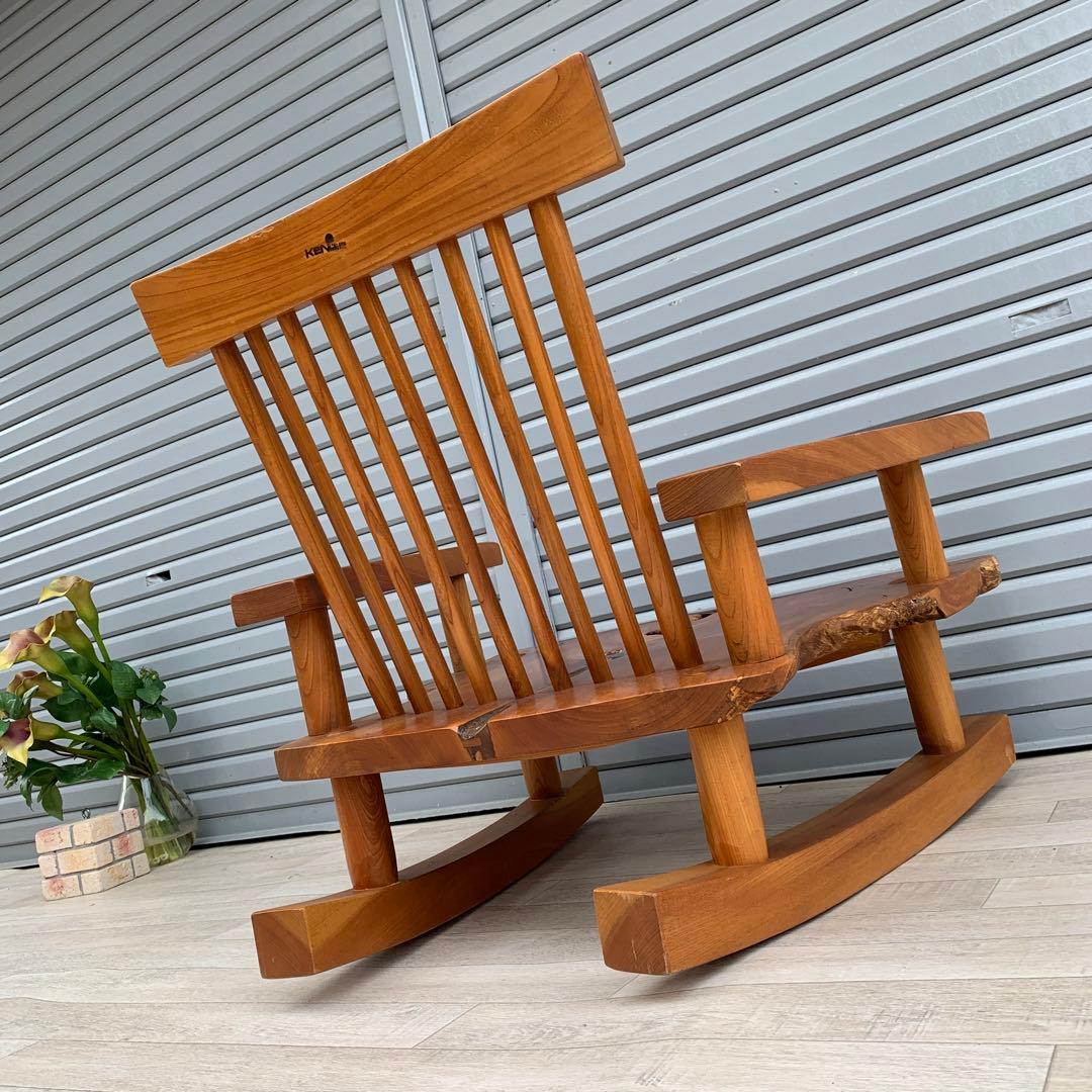 希少　無垢材　天然木　和　ロッキングチェア　リラックスチェア　アームチェア