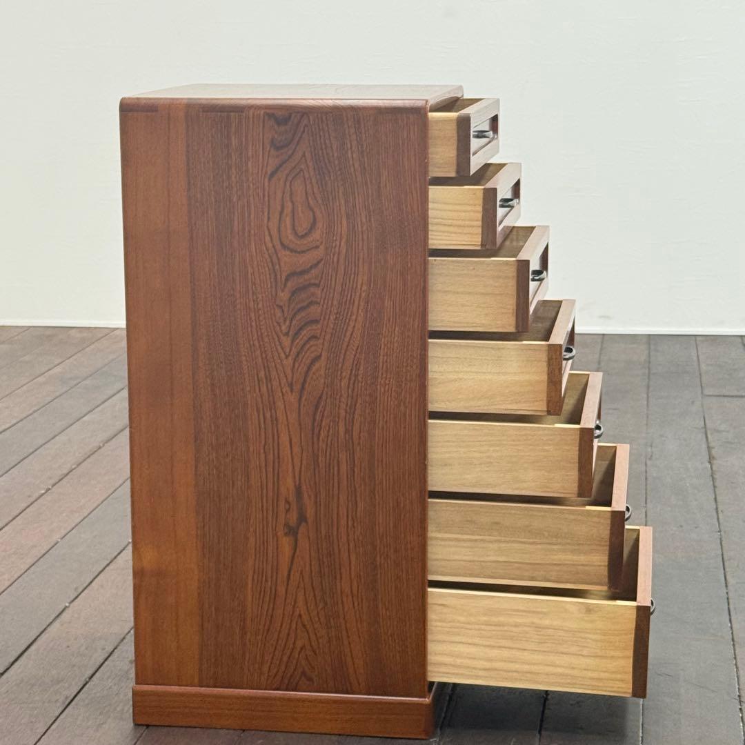 H22K23 民芸調 からくり箪笥 7段 ローチェスト スリム 小箪笥 整理箪笥