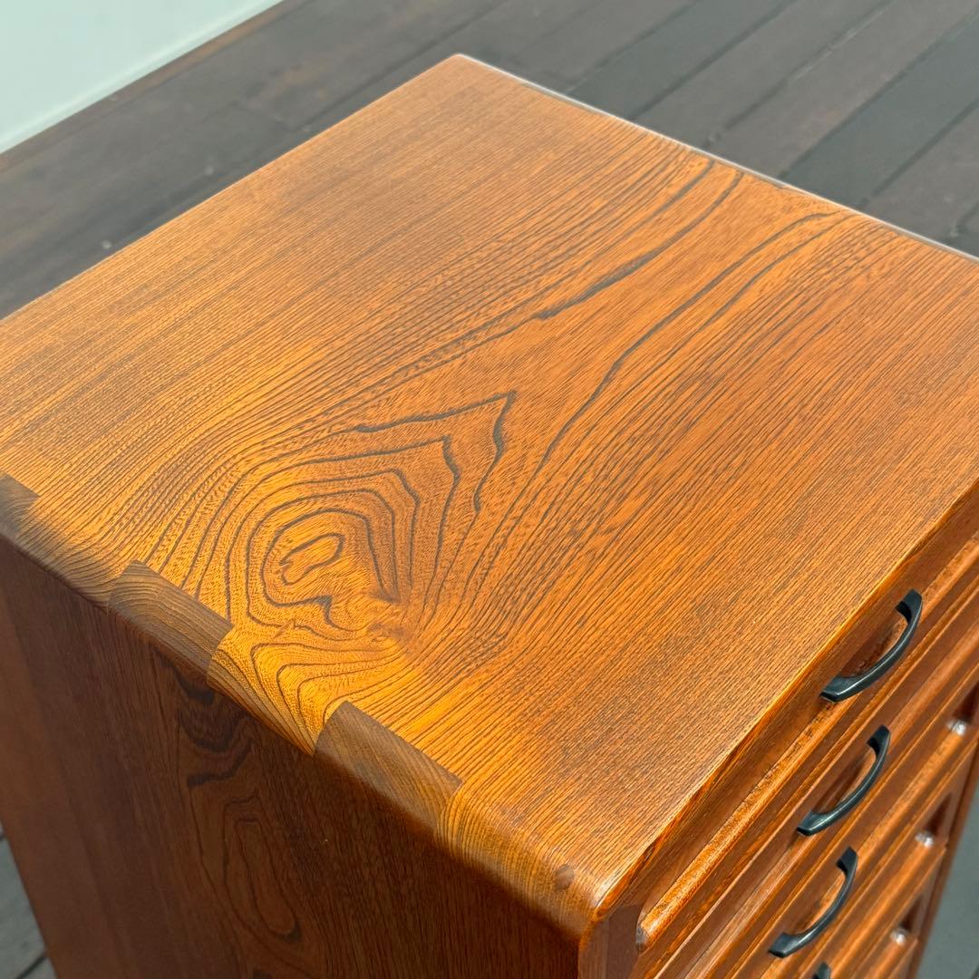 H22K23 民芸調 からくり箪笥 7段 ローチェスト スリム 小箪笥 整理箪笥